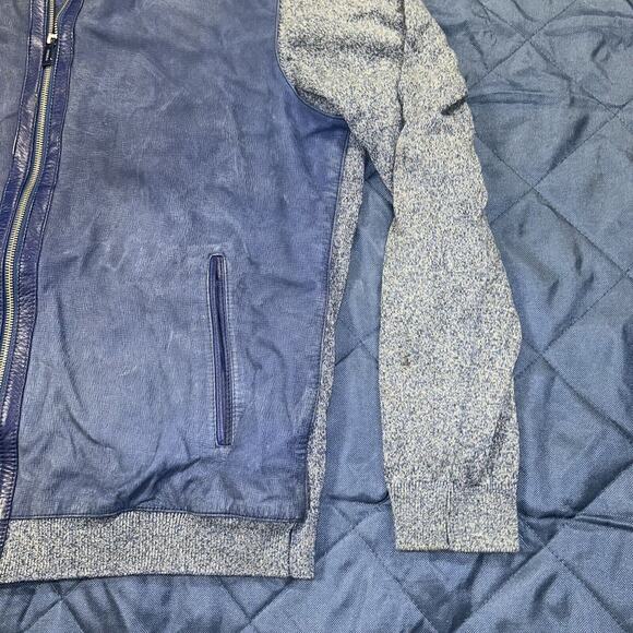 Rare Vintage Leather Knit Jacket Barcelino Torras Made in Spain US Size 46 - Picture 4 of 13